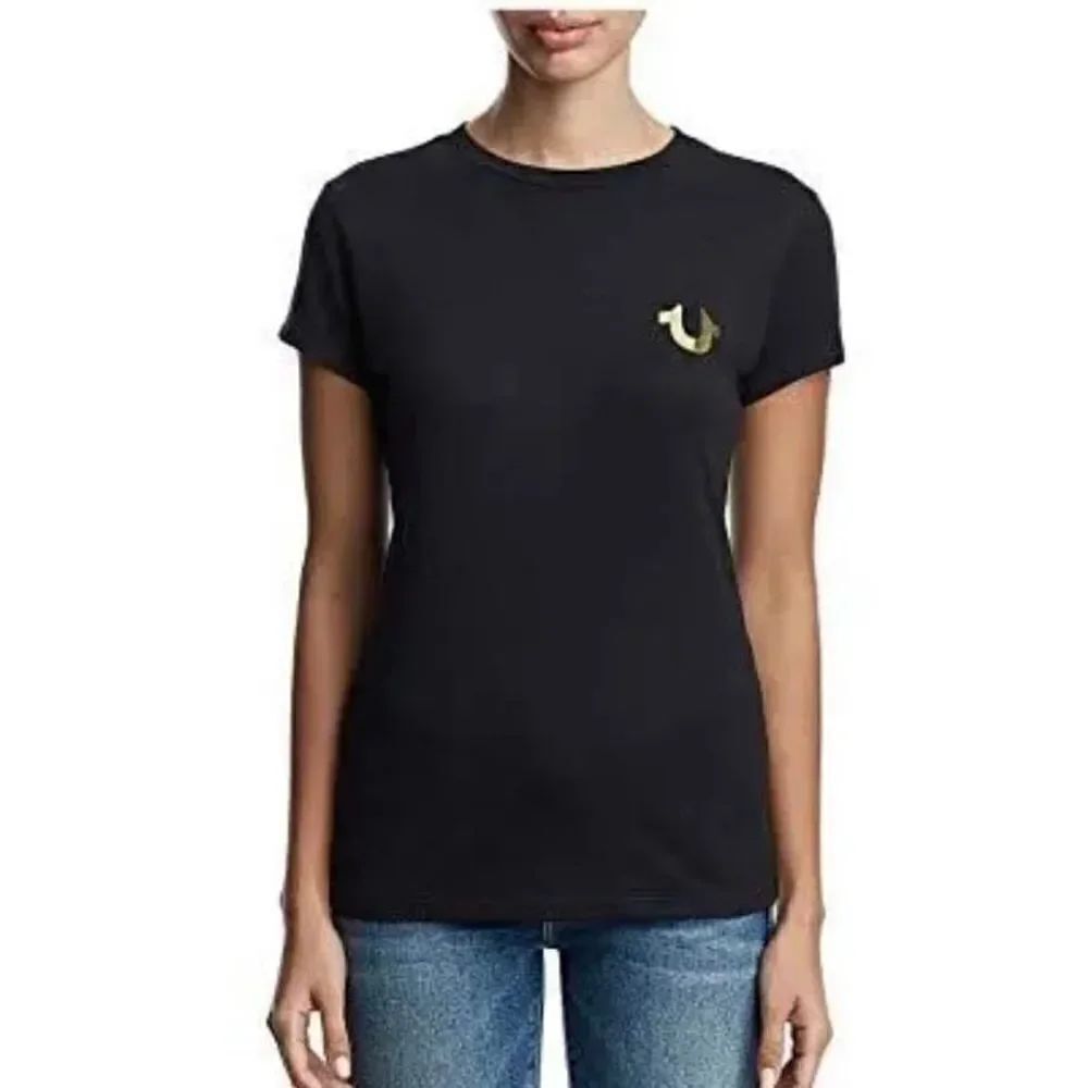 True Religion black gold big Buddha tshirt medium